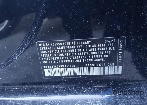 2022 Volkswagen Golf Gti 2.0T S z USA, uszkodzony, nr VIN WVWH87CDXNW211858